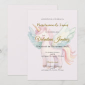 Ponies 3. Geburtstag auf Spanisch Einladung (Vorne/Hinten)