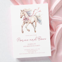 Ponies and Bows Pink Watercolor 8. Geburtstagspart