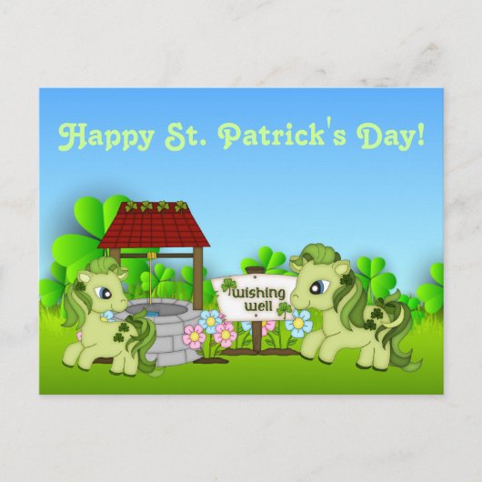 Ponies and Clovers Happy St. Patrick's Day Horse Postkarte (Vorderseite)