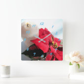 Ponsettia und die Candle Square Wall Uhr (Zuhause)