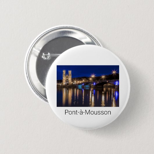 Pont a Mousson Panorama mit Moselle Souvenir Button (Vorne & Hinten)