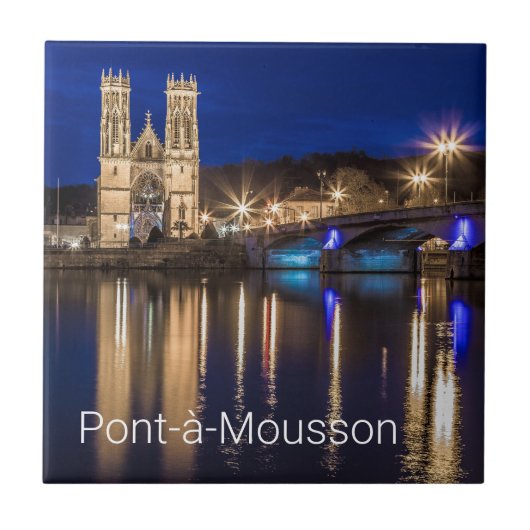 Pont a Mousson Panorama mit Moselle Souvenir Fliese (Vorderseite)