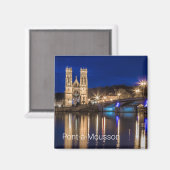 Pont a Mousson Panorama mit Moselle Souvenir Magnet (Vorderseite/Rückseite)