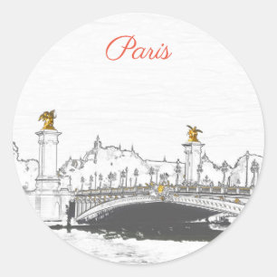 Pont Alexandre III auf der Seine-Fluss - Paris Fra Runder Aufkleber