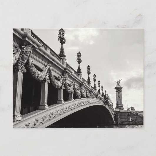 Pont Alexandre III Black and White Paris Postcard Postkarte (Vorderseite)