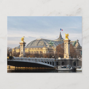 Pont Alexandre III und Grand Palais in der goldene Postkarte
