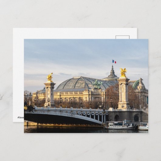 Pont Alexandre III und Grand Palais zur goldenen S Postkarte (Vorne/Hinten)