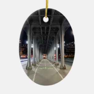 Pont de Bir-Hakeim bei Nacht - Paris, Frankreich Keramik Ornament