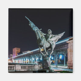 Pont de Bir-Hakeim in night - Paris, Frankreich Magnet