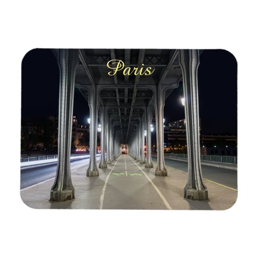 Pont de Bir-Hakeim in night - Paris, Frankreich Magnet (Horizontal)