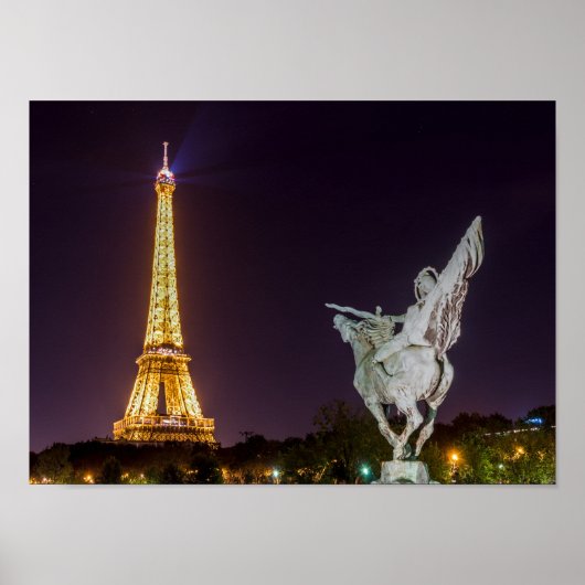 Pont de Bir-Hakeim in night - Paris, Frankreich Poster (Vorne)