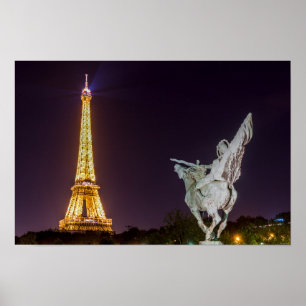 Pont de Bir-Hakeim in night - Paris, Frankreich Poster