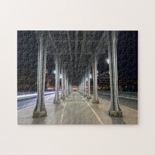 Pont de Bir-Hakeim in night - Paris, Frankreich Puzzle (Horizontal)