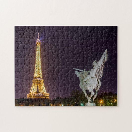Pont de Bir-Hakeim in night - Paris, Frankreich Puzzle (Horizontal)
