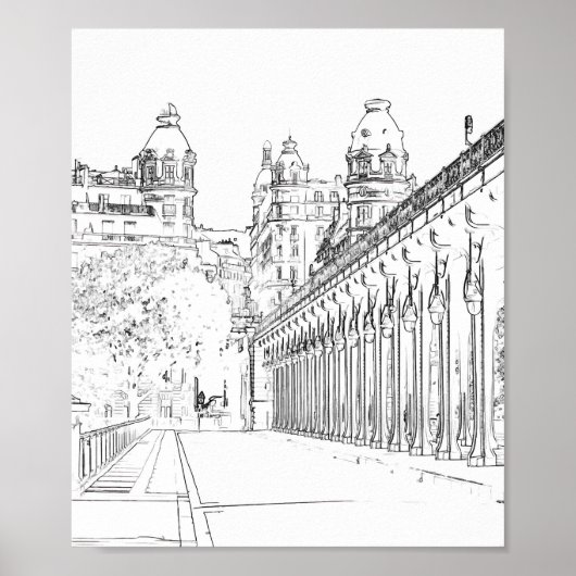 Pont de Bir-Hakeim über Seine - Paris, Frankreich Poster (Vorne)