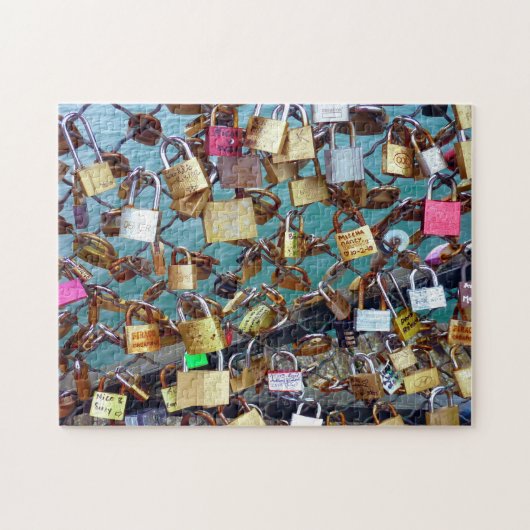 Pont des Arts Liebesschlösser Paris. Puzzle (Horizontal)