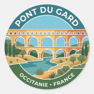 Pont du Gard Frankreich Runder Aufkleber