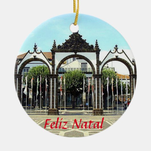 Ponta Delgada Azoren Landschaftliches Weihnachtsge Keramik Ornament (Vorne)