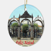 Ponta Delgada Azoren Landschaftliches Weihnachtsge Keramik Ornament (Links)