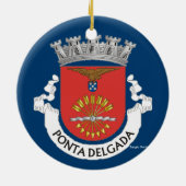 Ponta Delgada Azoren Landschaftliches Weihnachtsge Keramik Ornament (Hinten)