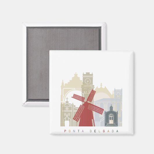 Ponta Delgada skyline poster Magnet (Vorderseite/Rückseite)