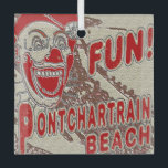 Pontchartrain Beach Clown Ornament Aus Glas<br><div class="desc">Pontchartrain Beach Clown,  alte Vintage New Orleans,  fügen Sie Text auf der Rückseite zu personalisieren.</div>