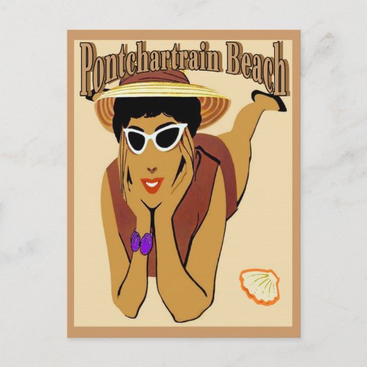 Pontchartrain Beach Lady auf Sand Postkarte (Vorderseite)