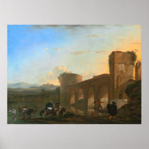 Ponte Molle, Sunset - Jan Asselijn Poster