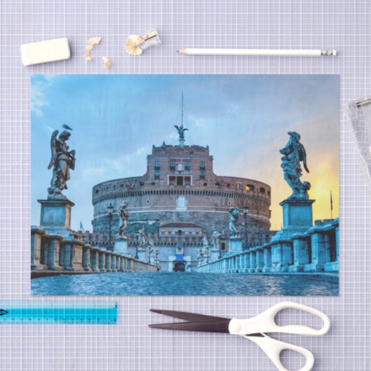 Ponte Sant'Angelo at dawn - Rome Italy Seidenpapier (Handwerk)