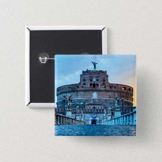 Ponte Sant'Angelo im Morgengrauen - Rom Italien Button (Vorne & Hinten)