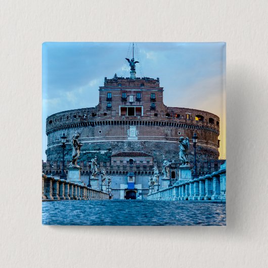 Ponte Sant'Angelo im Morgengrauen - Rom Italien Button (Vorderseite)