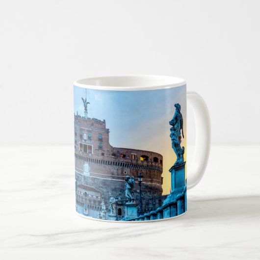 Ponte Sant'Angelo im Morgengrauen - Rom Italien Kaffeetasse (VorderseiteRechts)