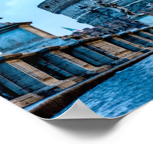 Ponte Sant'Angelo im Morgengrauen - Rom Italien Poster (Ecke)