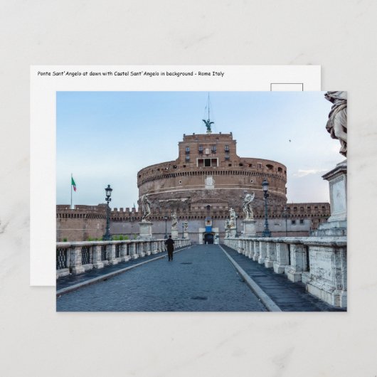 Ponte Sant'Angelo im Morgengrauen - Rom Italien Postkarte (Vorne/Hinten)