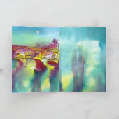 PONTE VECCHIO Florenz durch Night Watercolor Karte (Innenseite)