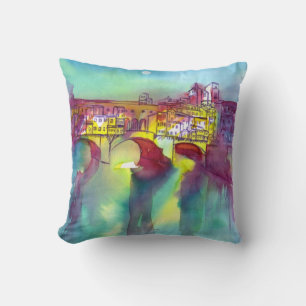 PONTE VECCHIO Florenz durch Night Watercolor Kissen