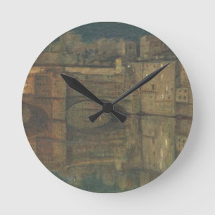 Ponte Vecchio, Florenz (Öl auf Leinwand) Runde Wanduhr