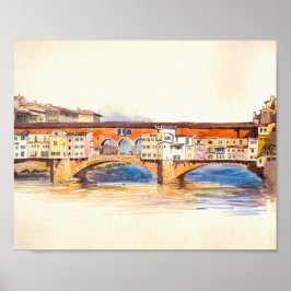 Ponte Vecchio Malerei, Vintage Stadtlandschaft Poster
