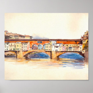 Ponte Vecchio Malerei, Vintage Stadtlandschaft Poster