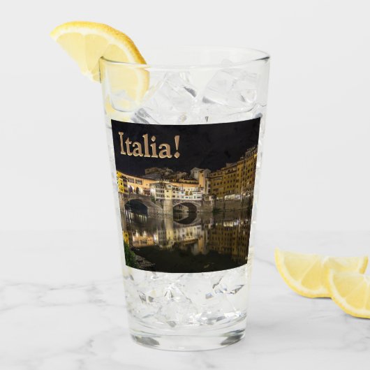 Ponte Vecchio Night Scene Reflektion Arno River Glas (Vorderseite Ice)