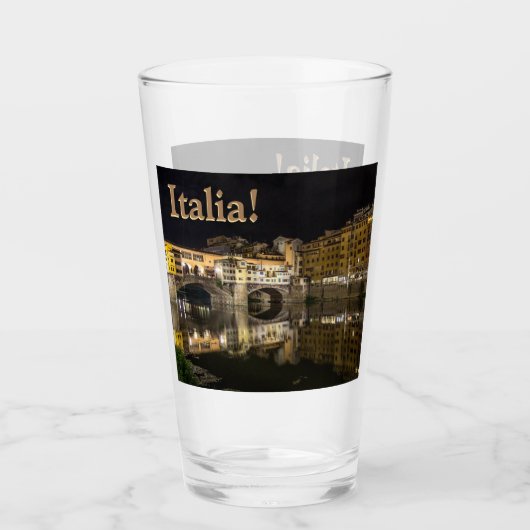 Ponte Vecchio Night Scene Reflektion Arno River Glas (Vorderseite)