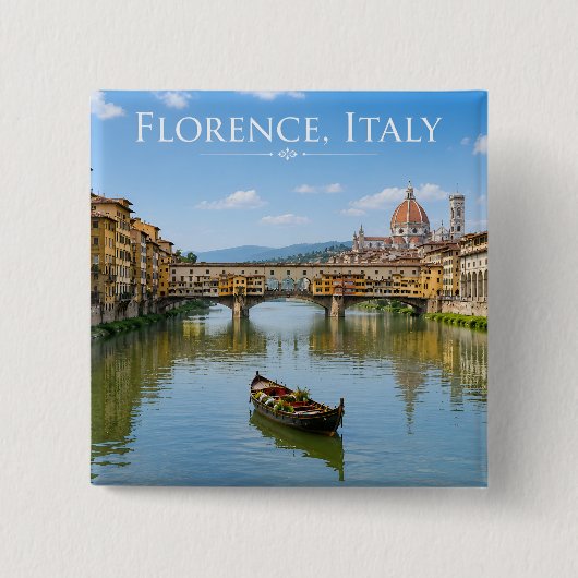 Ponte Vecchio Romantische Stadtansicht Kunstwerk Button (Vorderseite)