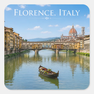 Ponte Vecchio Romantische Stadtansicht Kunstwerk Quadratischer Aufkleber