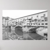 Ponte Vecchio Schwarz-Weiß-Skizze Poster (Vorne)