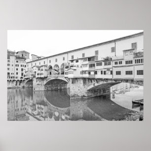 Ponte Vecchio Schwarz-Weiß-Skizze Poster