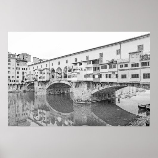Ponte Vecchio Schwarz-Weiß-Skizze Poster (Vorne)