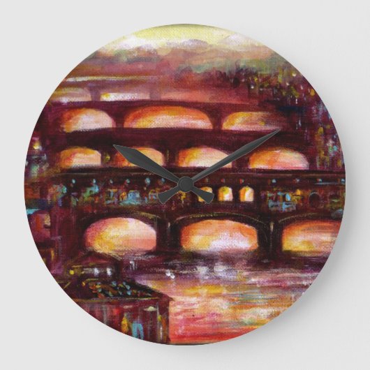 Ponte Vecchio und andere Brücken von Florenz Große Wanduhr (Vorderseite)