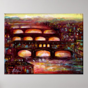Ponte Vecchio und andere Brücken von Florenz Poster