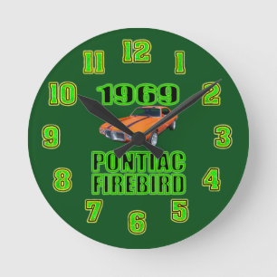 Pontiac-Feuer-Vogel-Uhr 1969 Runde Wanduhr