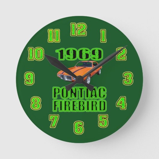 Pontiac-Feuer-Vogel-Uhr 1969 Runde Wanduhr (Vorderseite)